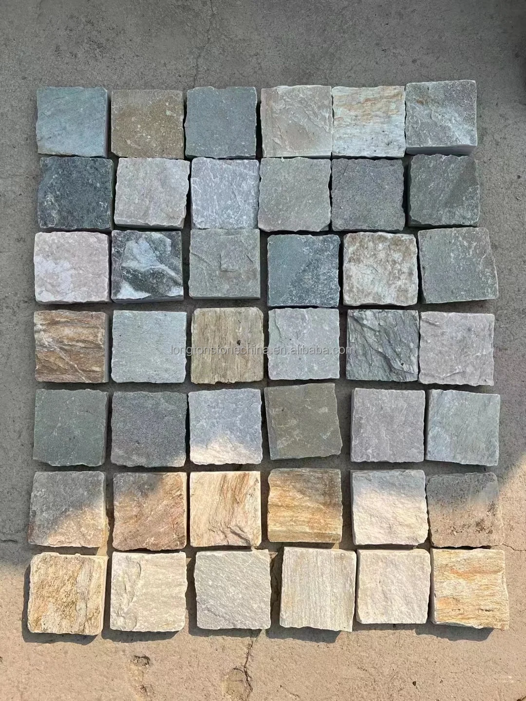 花崗岩 立方体石材 約10cm 花岗岩G603铺路石露台摊铺机10x10花岗岩立方体室外室内石材地砖灰色