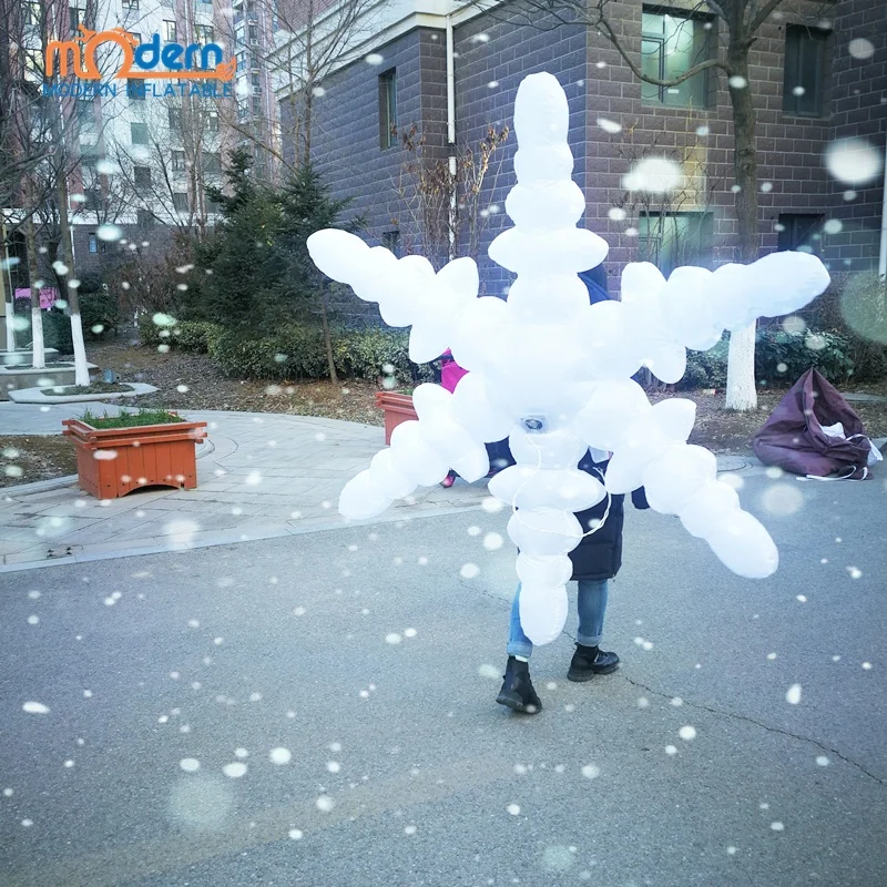 Carnival Adult Dancing Performance Inflatable Christmas Snowflake Costume with Light Effects