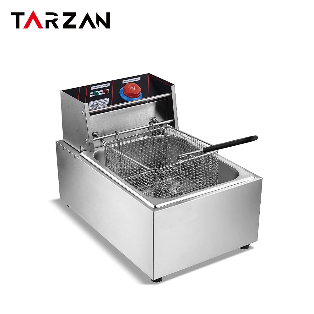 wholesale price 6L Single Tank Stainless Steel French Fries Machine Commercial Potato Chip Electric Deep Fryer details