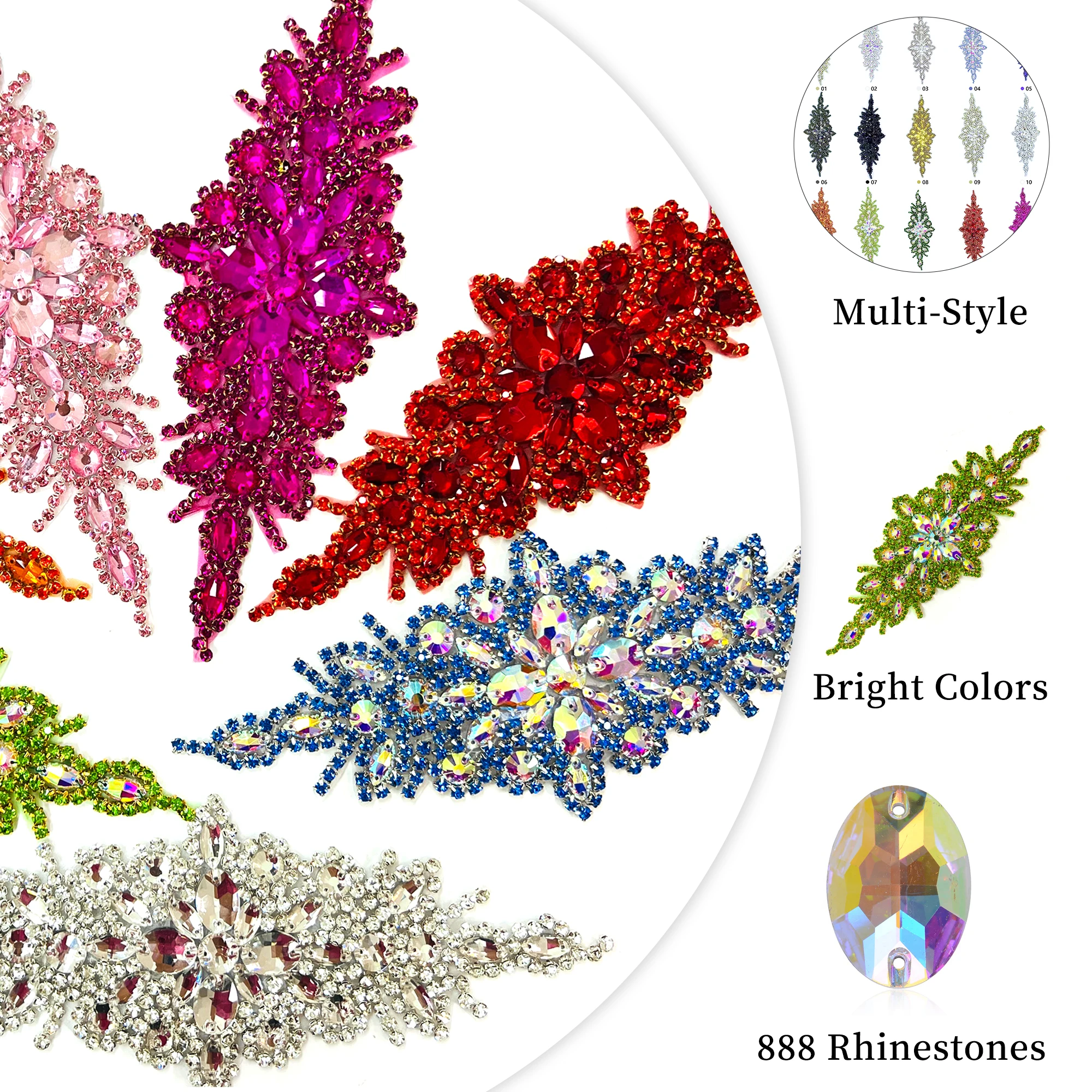 Multicolor Rhimestone Fringe RAYO Multi-Color Rhinestone Applique - Perfect for Dancing Dress