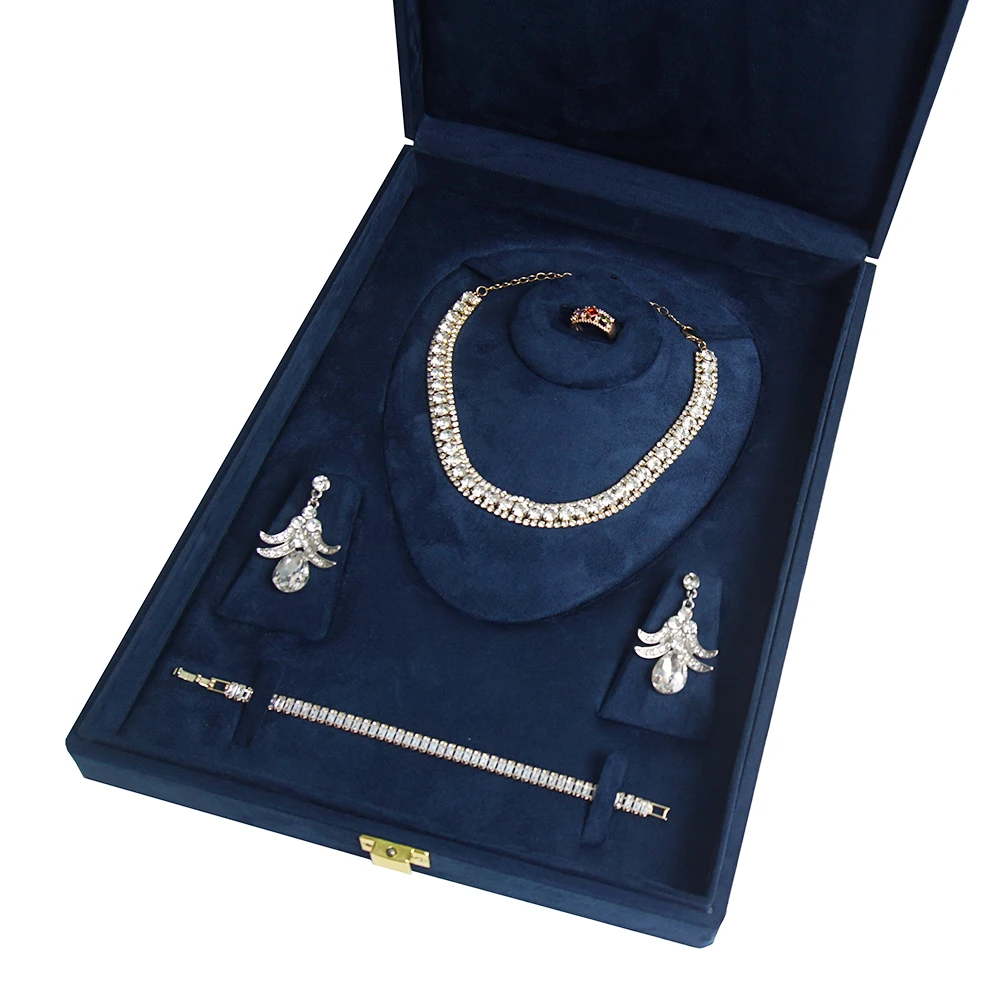 OEM Custom Design High-End Large Wooden Jewelry Set Display Box Luxury for Bangle Earring Bracelet Ring Necklace Display Box