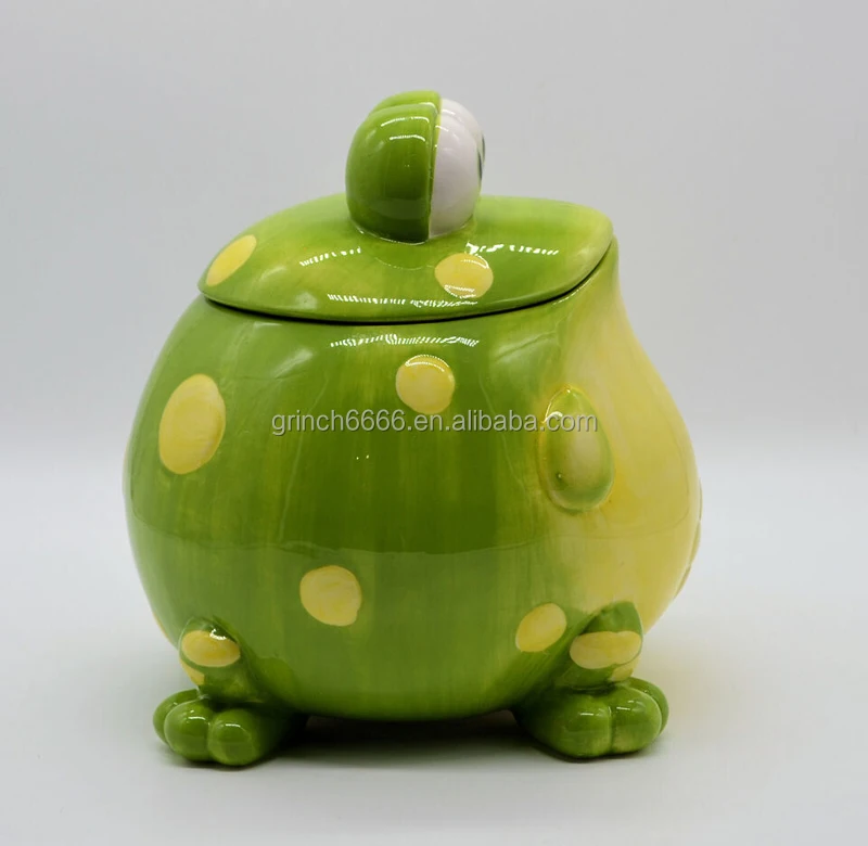 Ceramic Frog Cookie Jar Modern Gift White Ceramic Cookie Storage Jar