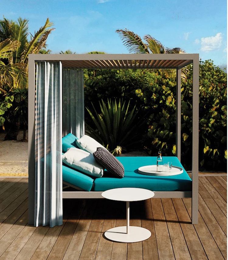 Garden Day Bed Modern Canopy Beach Cabana Daybed Aluminum Frame Cushion ...