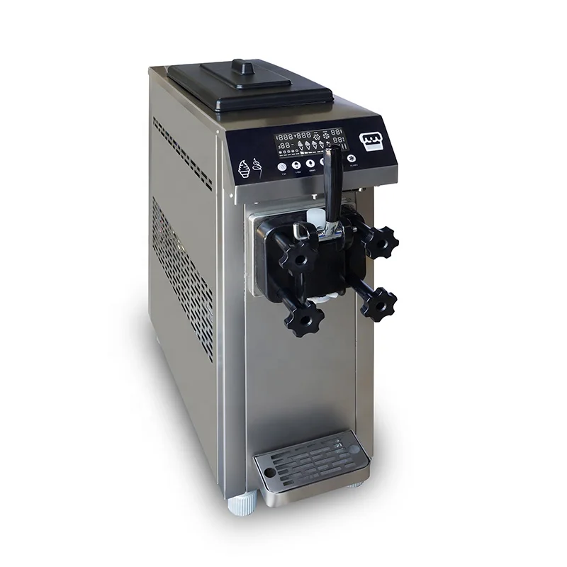 Single Nozzle Soft Serve Ice Cream Machine Full SS Ice Cream Maker Frozen Yogurt Machine Mini