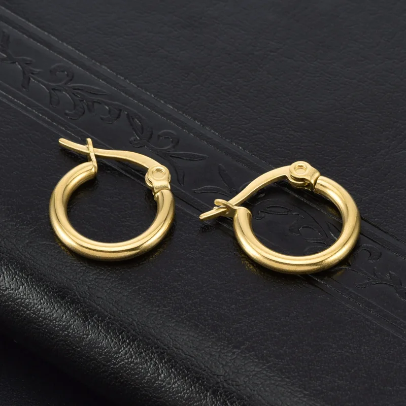Glossy 14k Solid Gold Earrings For Women Hypoallergenic Round Clicktop