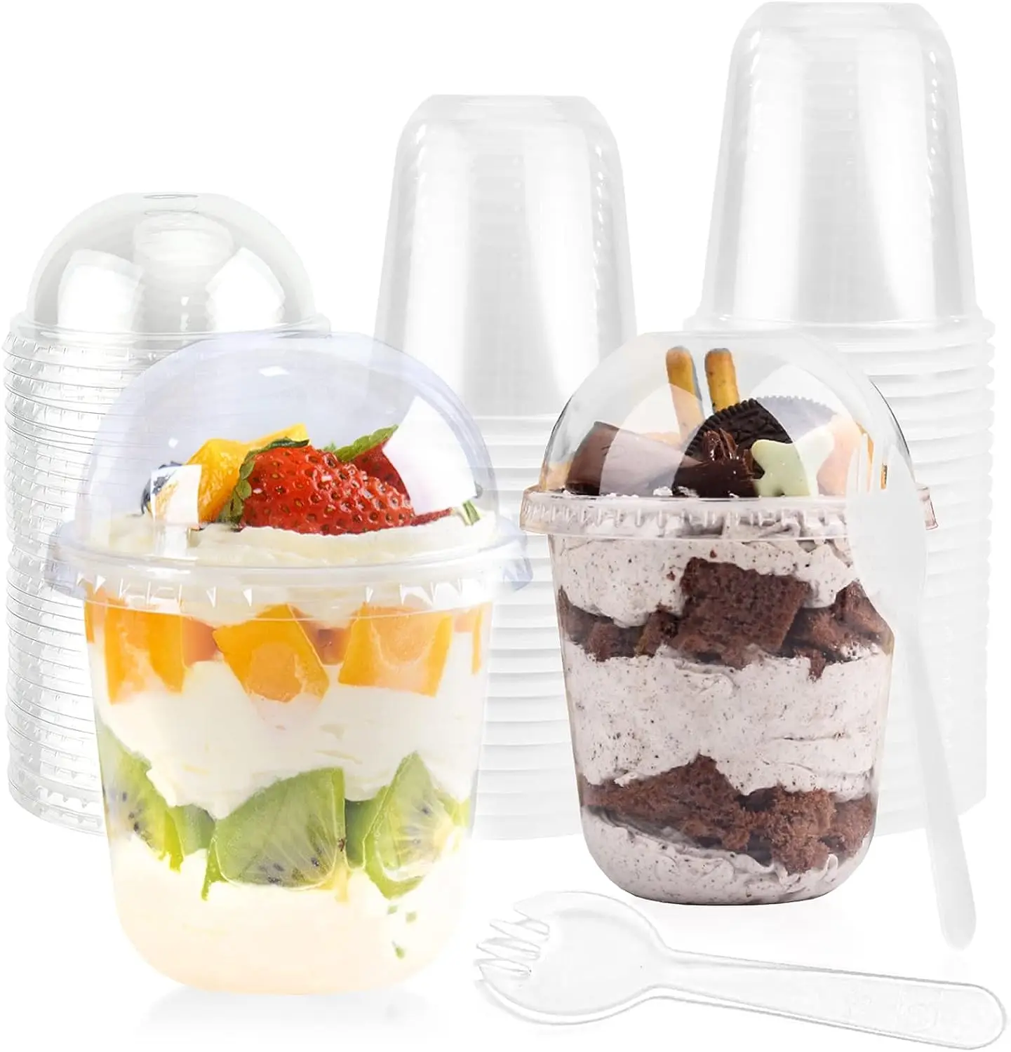 8oz 9oz  Disposable PET Dessert Cups with Clear Dome Lids for Ice Cream and Other Sweet Treats