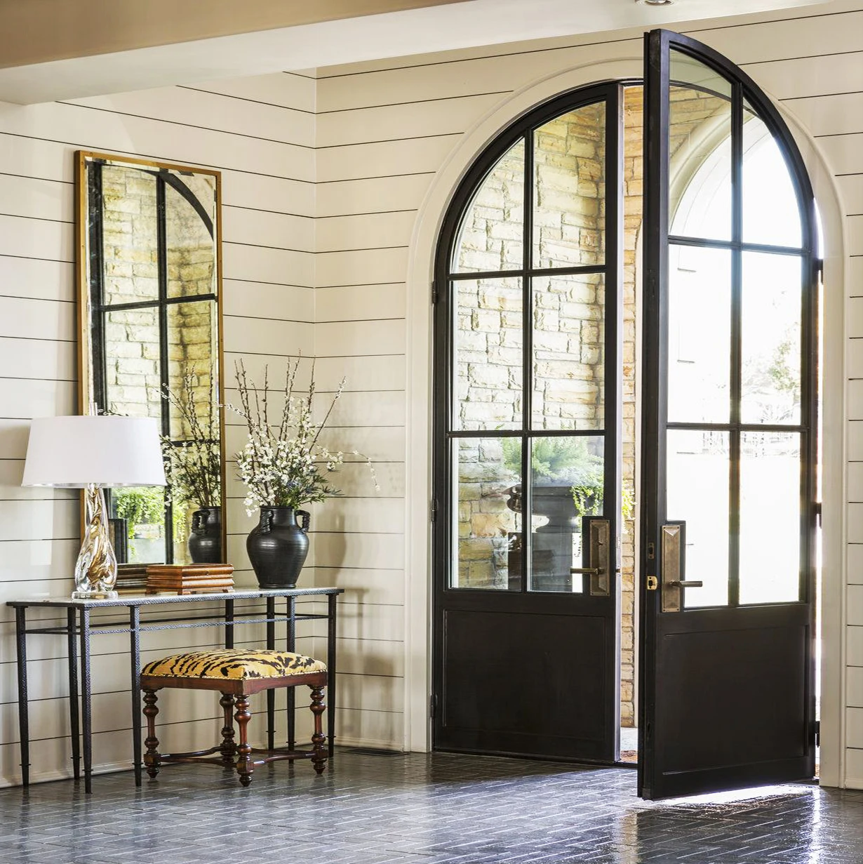Picture Idea: Villa Exterior Arch Double Floor To Ceiling Glass Door Design