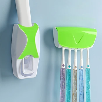 Wall Mounted Automatic Toothpaste Dispenser Set with Super Sticky Pad Simple Toothpaste Squeezer for Family Washroom Bathroom