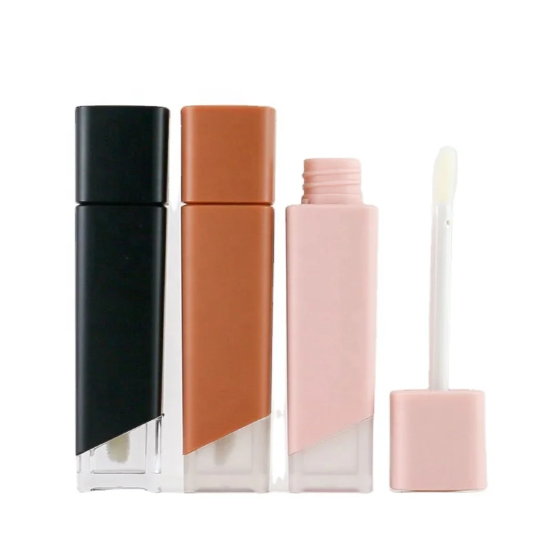 Customizable Unique square Lip Gloss Tube Empty Lip Gloss Container 5ml Cosmetic Packaging Plastic Tubes  Wholesale