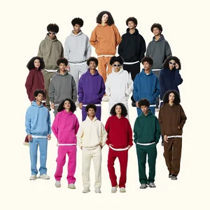 Roregal American Streetwear Style Men's 350G Fleece-Lined Matching Hooded Sweatshirt Sweatpants Set with Pocket