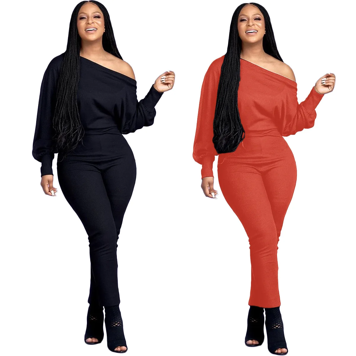 2022 Fall and Winter Loose Slevee Long Pants Sexy Rompers Lantern sleeve Bodysuit Jumpsuit