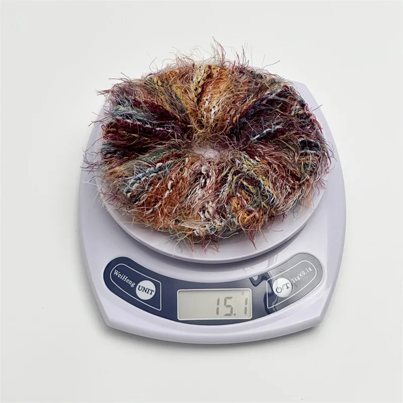 Sweet Autumn Winter Hair Accessories Soft Mixed Color Mohair Yarn Knitting Stripe Plush Scrunchies Elasticity Bands