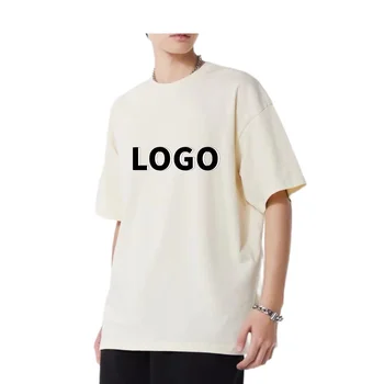 100% Cotton 245 Gsm Oversized Short Sleeve T-Shirt for Men Custom Logo Anime T-Shirts Personalizadas with Solid Pattern