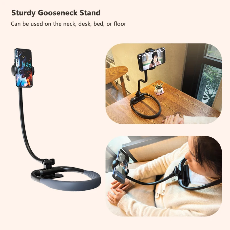 Neck Phone Holder Adjustable Mobile Phone Stand for Bed