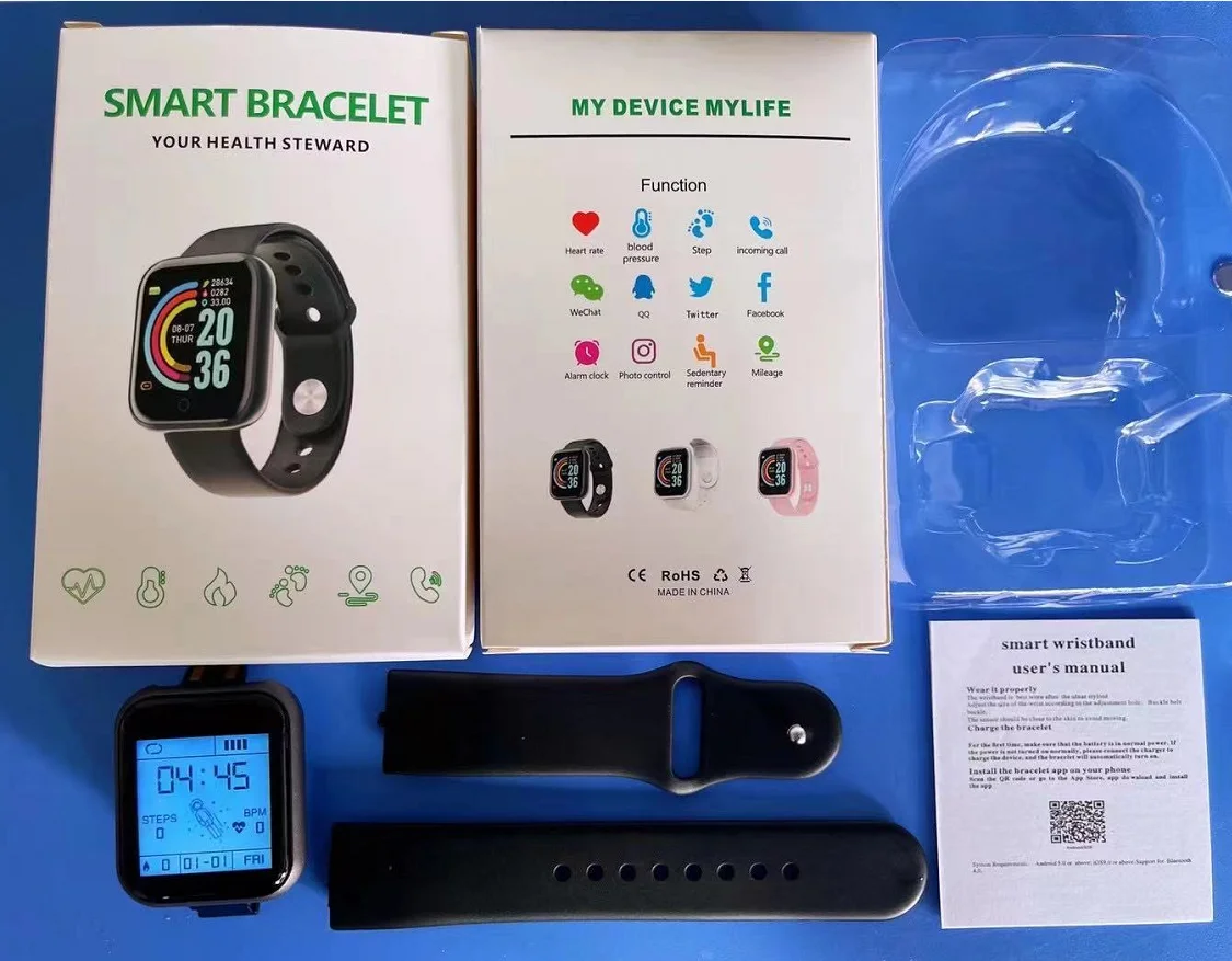 Y68 Smart Watch D20 Health Fitness Tracker Smart Wristband For Y68/d20s