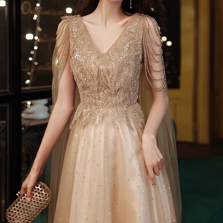 Champagne Gold Evening Dresses With 