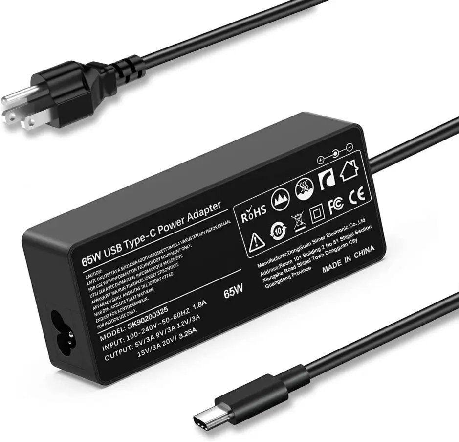 65W USB C Power Adapter for Lenovo Thinkpad Yoga ADLX65YDC2A Dell HP Elitebook Spectre Chromebook 65 W USB C Laptop Charger