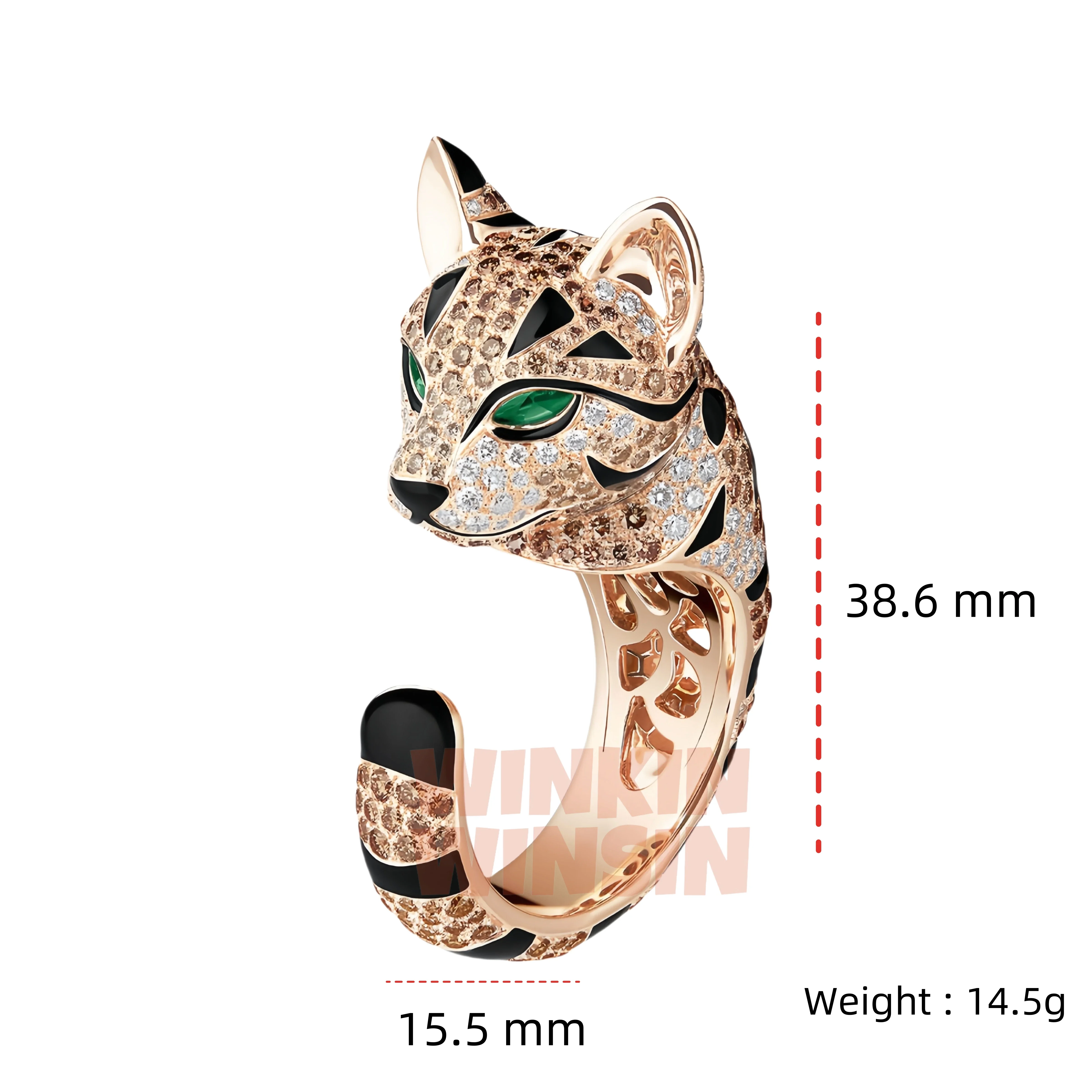 MUSHAN Jewelry Factory Designer Gemstones Jewelry 925 Sterling Silver Rings for Woman 18k Gold Plating Leopard Fuzzy Cat Ring