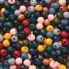 10mm beech wood mixed color beads - dark color mixed, 50 beads