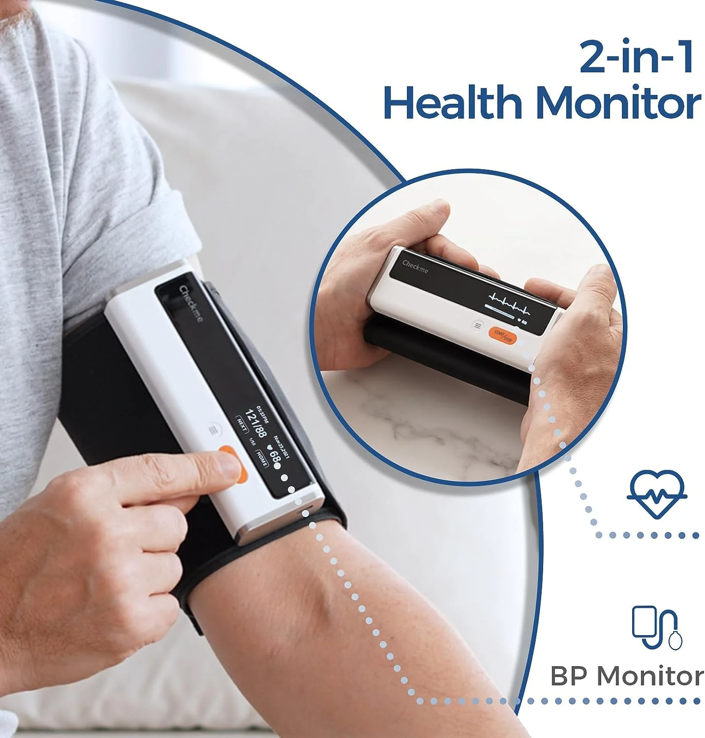 Checkme BP2 CE Approval Portable Automatic Digital Blood Pressure Monitor with Ecg Sphygmomanometer Cuff Blood Pressure Machine