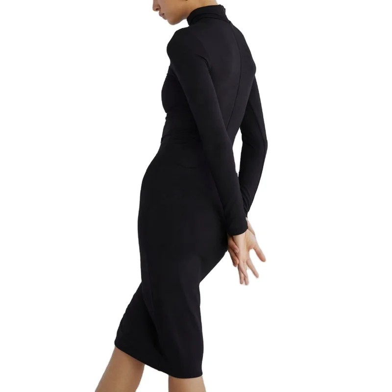 Midi Dress Long Sleeve Lbd Janhvi Kapoor Long Bodycon Dress With Boots  Custom Cotton Black Long Sleeve Midi Turtleneck Bodycon Dresses
