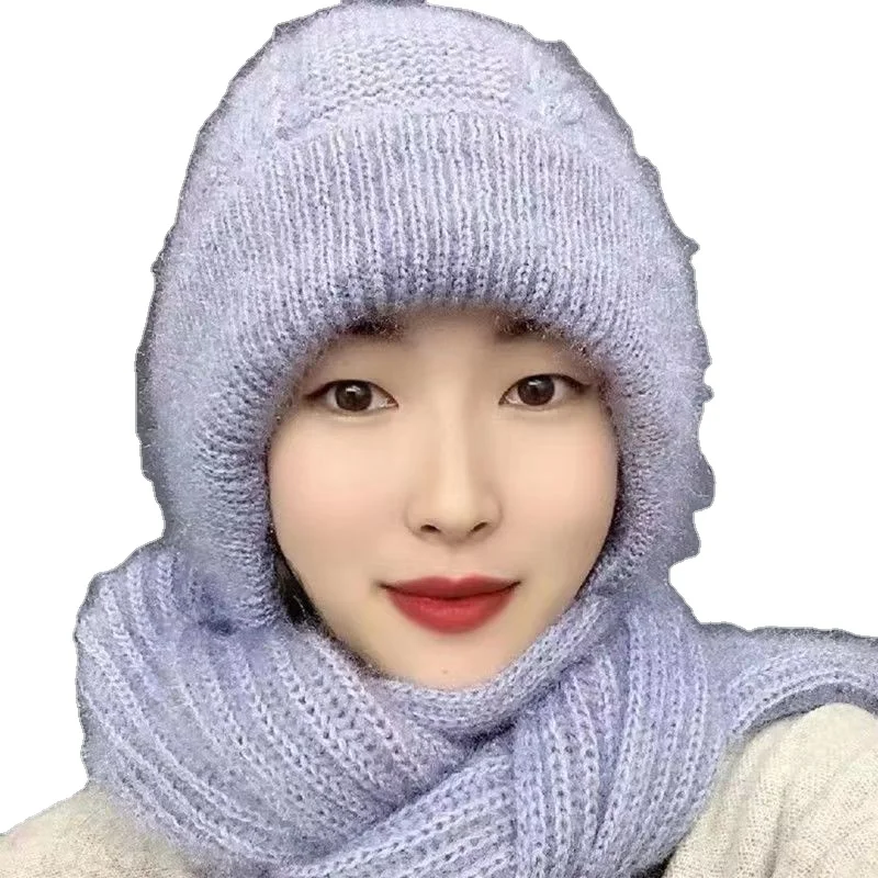Winter Warm Women Hoodie Beanie Hat/scarf Soft Thick