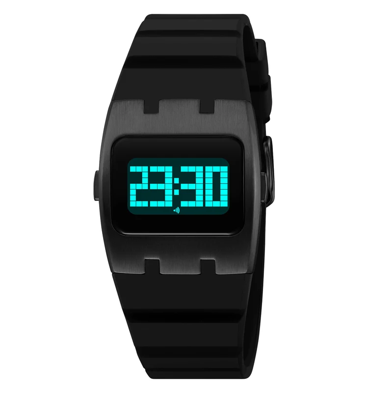 SKMEI Men's 2415 Square LED Display Alarm Date Electronic Multifunction  Watch Hot Selling Fashion Silicone Digital Wristwatch