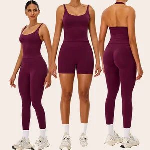 New Fashion Tummy Control Hip Line Legging Sets Seamless Tank Top Workout Sportswear Yoga Fitness Sets