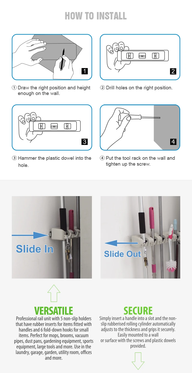 slide rack tool on Magic Slide Tool Holder Storage Rack Broom And Mop Holder To Convenient Use In Kitchen Bathroom Buy Broom And Mop Holder Magic Slide Holder Holder For Broom And Mop Product On Alibaba Com