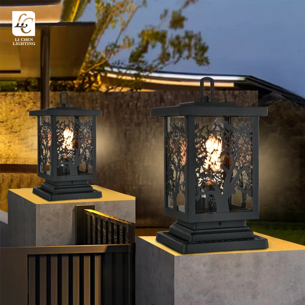 BD59 Outdoor Waterproof Patio Garden Yard Gate Light European Style Villa Terrace Fence Gate Pillar Lights Bollards Lamp