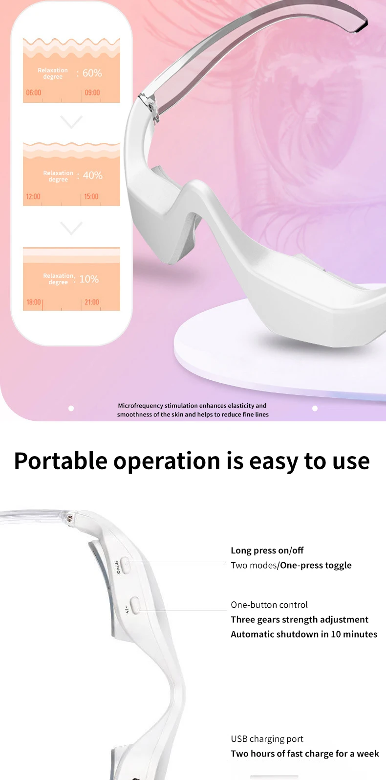 3d Eye Vibration Led Red Light Therapy Device Antiaging Roller Tool