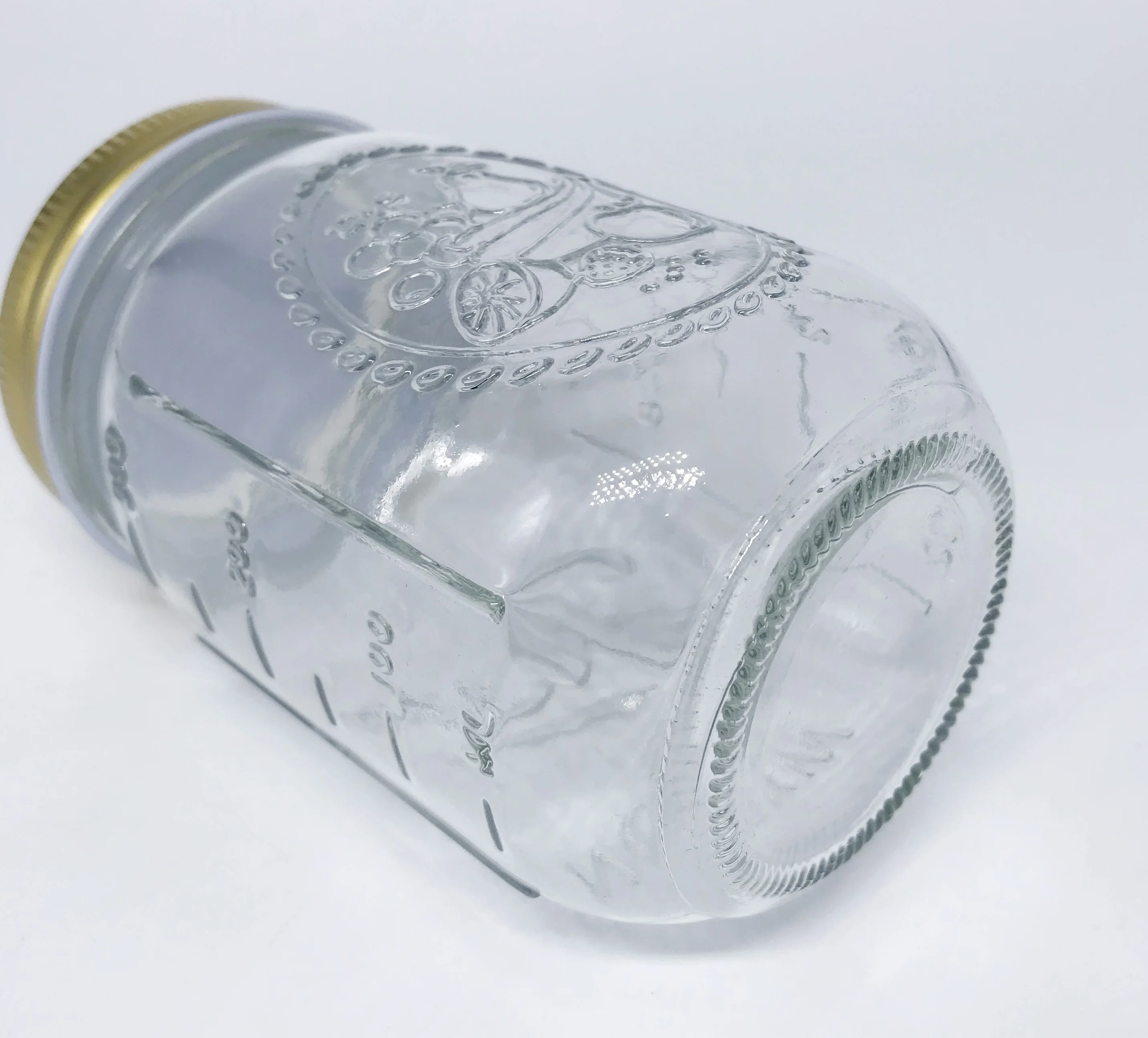 24oz glass mason jar/glass jar with metal lid/glass storage jar with Embossed Logo