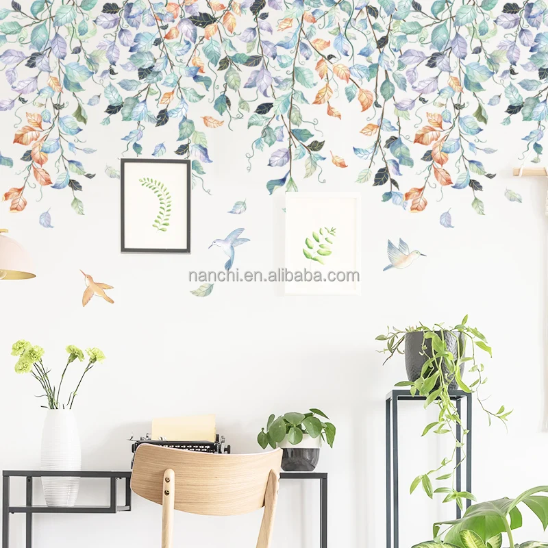 Green Orange Vine Plants Stickers Creative Leaves Wallpaper For Bedroom  Self Adhesive Tv Background Decorative Decals - Buy Vine Plants Stickers,Leaves  Wallpaper For Bedroom,Tv Background Decorative Decals Product on 