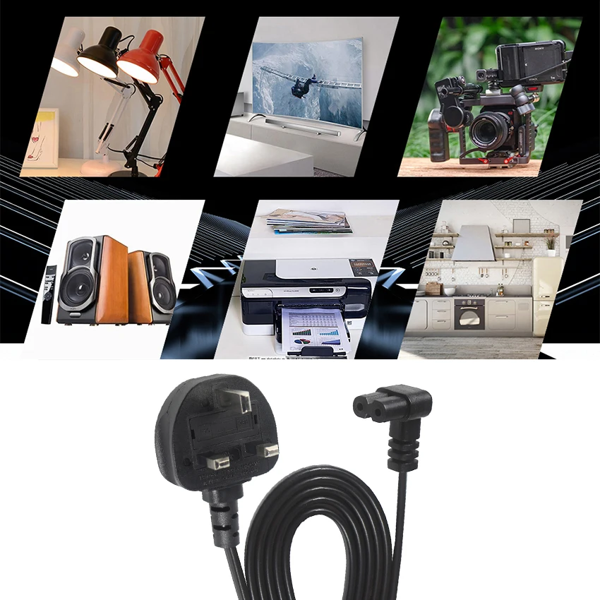 90 Degrees Angle Figure 8 Iec Power Cord Connector Iec320 Black Cable Ac Angled C7 Female