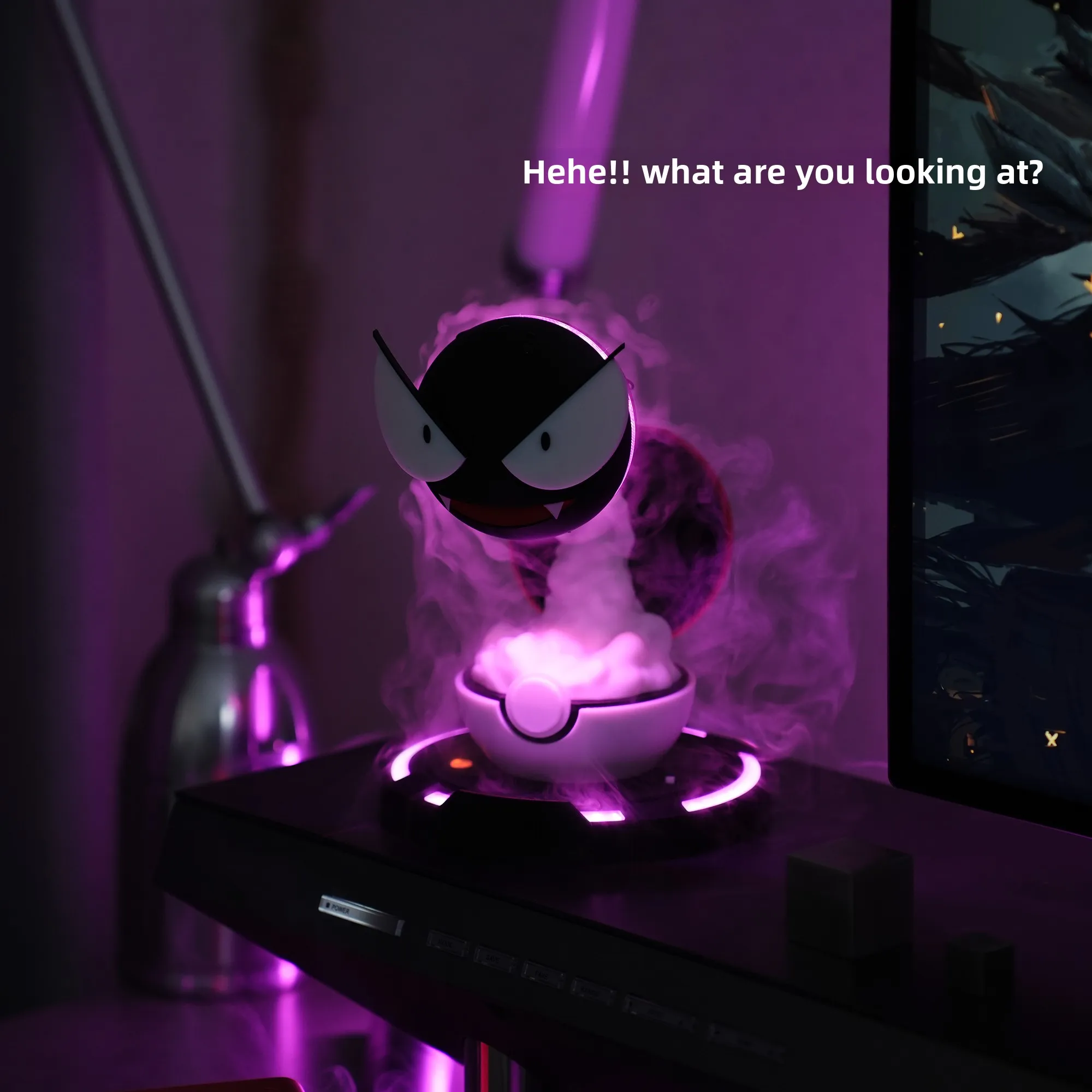 2025 Halloween Spooky Elf Mist Humidifier Glow-in-the-Dark Pokémon Elf Ball Night Light Hot Figurine Plastic Crafts for Jewelry