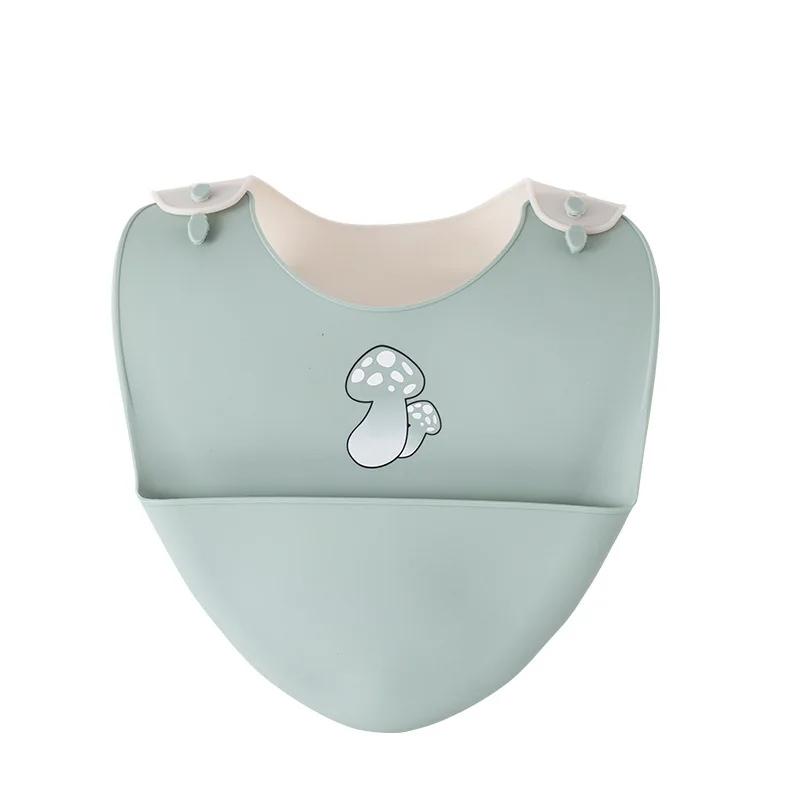 Wholesale detachable CUTE printed Waterproof Silicone material Baby drool bibs Easily Clean Feeding baby smock Bib