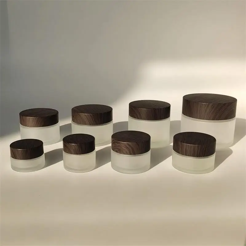 In Stock Wholesale 5/10/15/20/30/50g Matte Black Face Cream Jar Containers 1 2 4 Oz Glass Jars