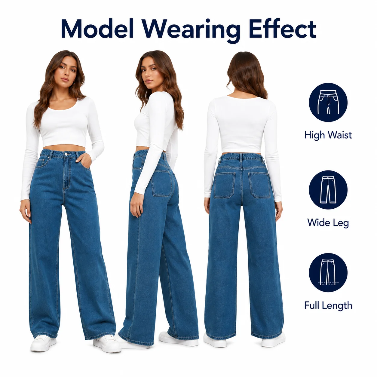 2025-ci il üçün qadınlar üçün yüksək beli düz pantalonlar, gündəlik elastik džinslər, yüngül yuyulmuş dənimi, populyar modellər
