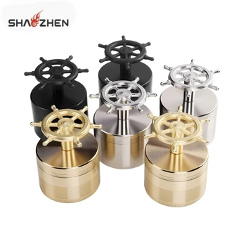 Wholesale Hot Selling Rotating Rudder Design Cigarette Grinder with Zinc Alloy 4-layers Tobacco Grinder
