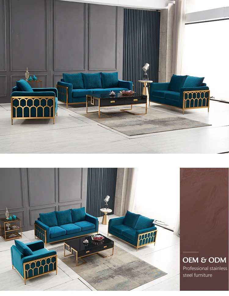 Factory Light Luxury Metal Frame Sofa Set Medusa Living Home Furniture