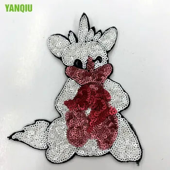 Wholesale Clothes Gift Rabbit Shaped Customized Logo Shiny Sequin Embroidery Patch