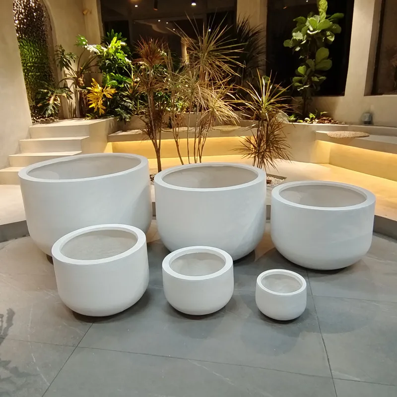 Light Weight Flower Pot Clay Cement Plant Pots Hotel Decorative Pots ...