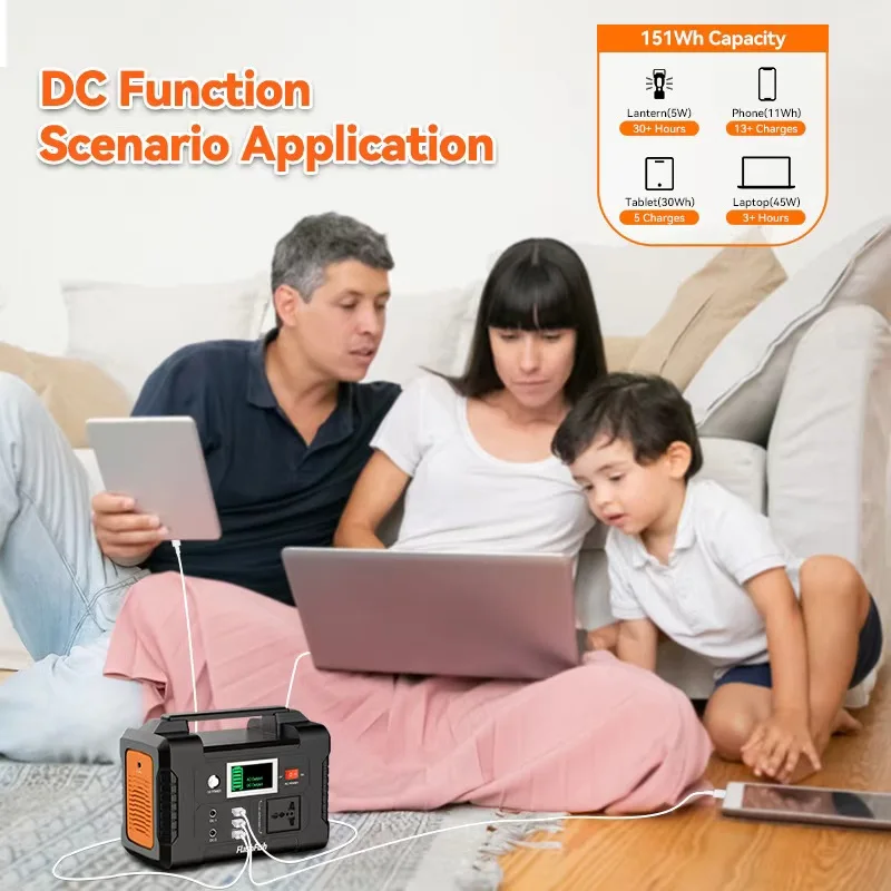 200W 151Wh Solar Energy Inverter Generators Power Supply Station for Home Use with Lithium Ion Battery for Car and Solar Panel