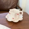 White - Red  250ml cup with 15cm saucer