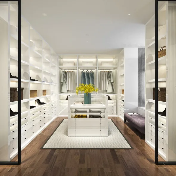 2024 Contemporary Luxury Walk-in Closet Custom Wooden Wardrobe