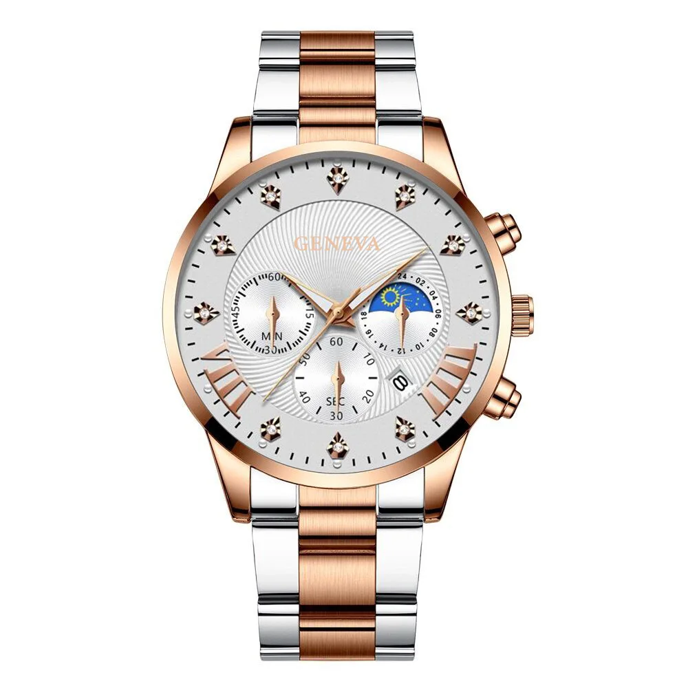 GENEVA 598 Quartz Wrist Watch with Alloy Case and