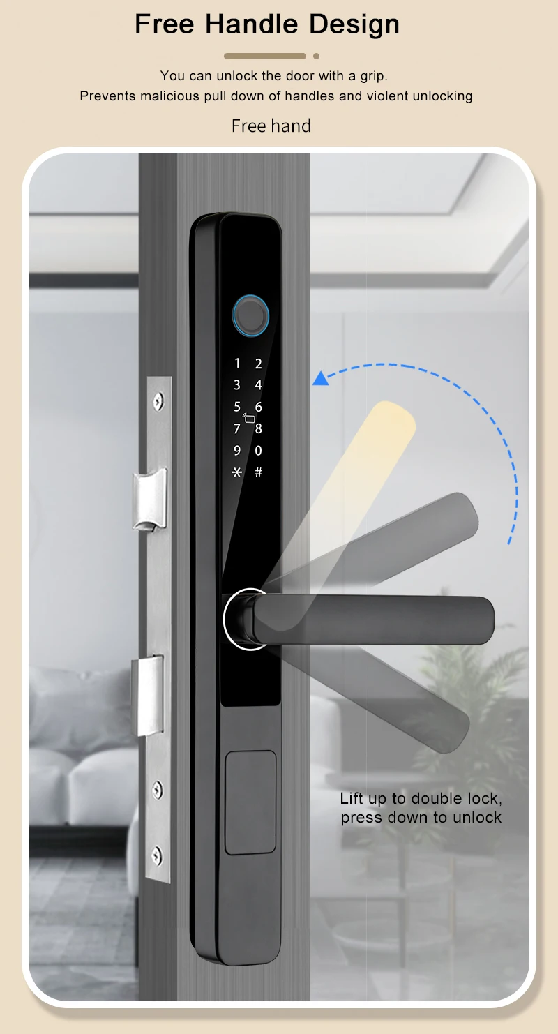 Glomarket Smart Tuya Waterproof Door Lock Sliding Door Fingerprint Password Remote Control Handle Electronic Intelligent Lock