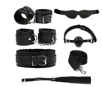 Sm Sex Items Bondage Clothing Milk Clip Eye Mask Mouth Ball Binding Bed Props Handcuffs Sex Wholesale