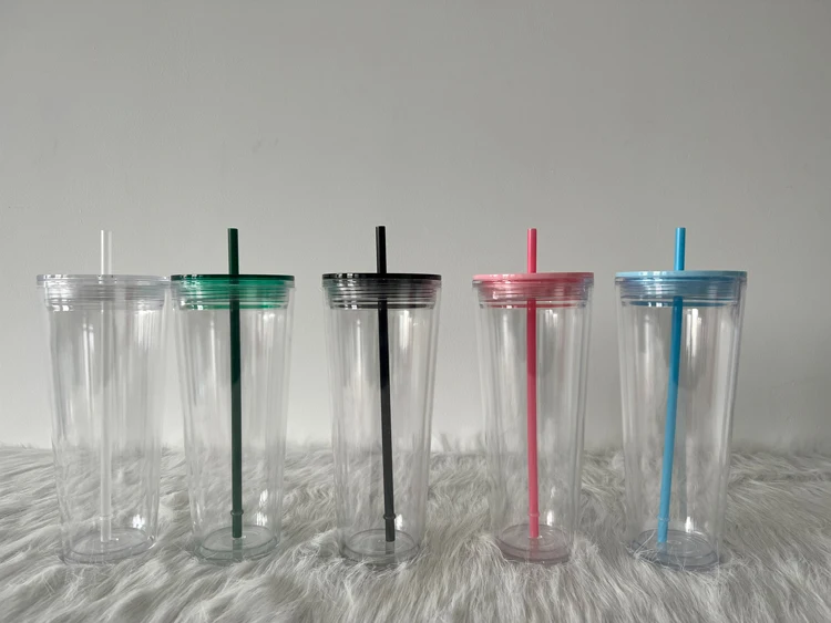 New Colors Custom Diy Double Wall Plastic Acrylic Clear Cup Dupes Snow ...