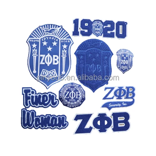 Custom Logo Blue Zeta Phi Beta Iron On Embroidery Chenille Patches ...